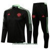 Manchester United Trenings Collegegenser Set 2021-22 Kvart-Zip Svart - Herre